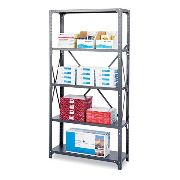 Safco Commercial Steel Shelving Unit, Six-Shelf, 36w x 18d x 75h, Dark Gray (6269)