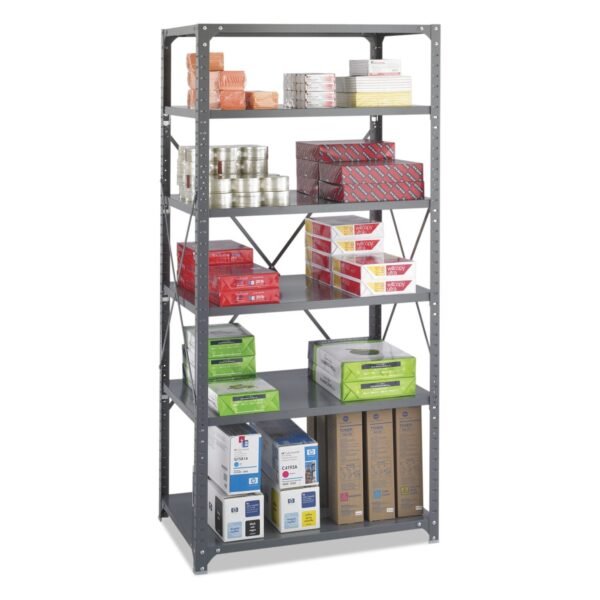 Safco Commercial Steel Shelving Unit, Six-Shelf, 36w x 24d x 75h, Dark Gray (6270)