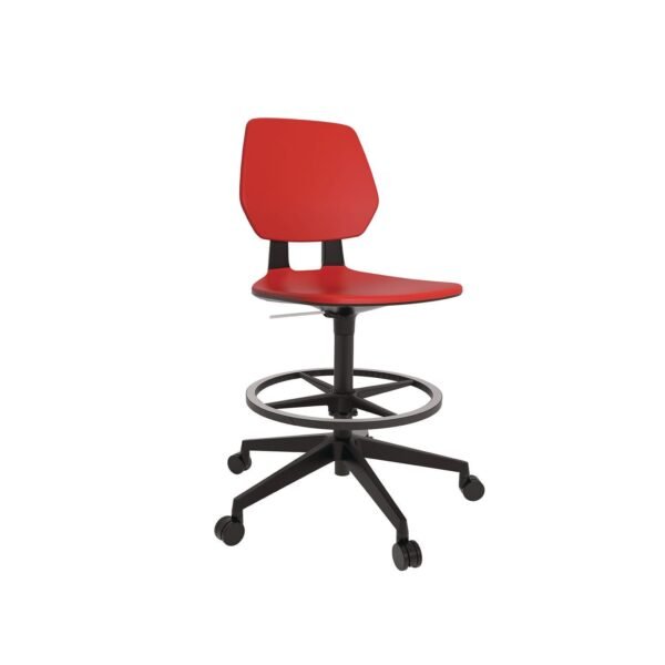 Safco Commute Extended Height Task Chair, Supports Up to 275 lbs, 18.25" to 22.25" Seat Height, Red/Black (7827RD)