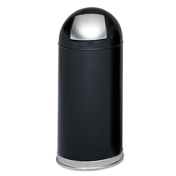 Safco Dome Top Receptacle with Spring-Loaded Door, 15 gal, Steel, Black (9636BL)