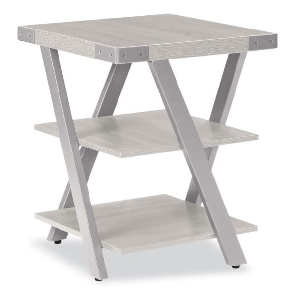 Safco End Table, Square, 20 x 20 x 25, White Ash Top, Silver Base (MRETWAH)
