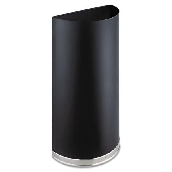 Safco Half-Round Receptacle, Half-Round, Steel, 12.5 gal, Black (9940BL)