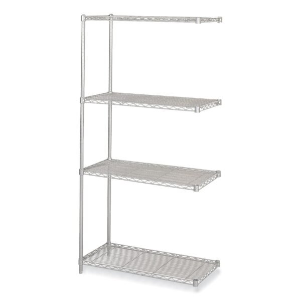 Safco Industrial Add-On Unit, Four-Shelf, 36w x 18d x 72h, Steel, Metallic Gray (5286GR)