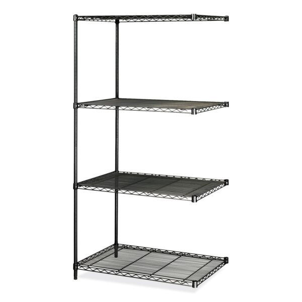 Safco Industrial Add-On Unit, Four-Shelf, 36w x 24d x 72h, Steel, Black (5289BL)