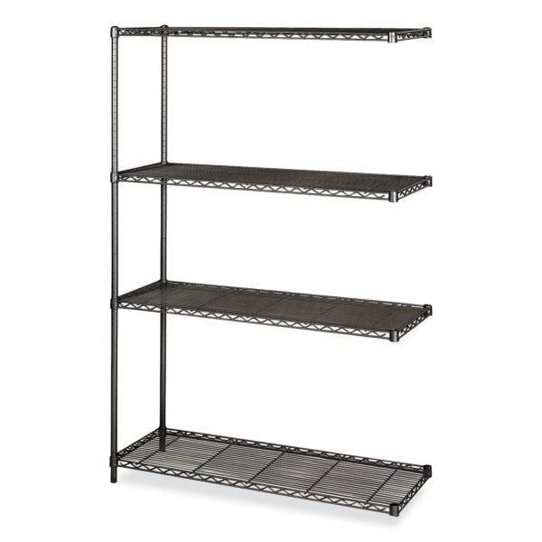 Safco Industrial Add-On Unit, Four-Shelf, 48w x 18d x 72h, Steel, Black (5292BL)
