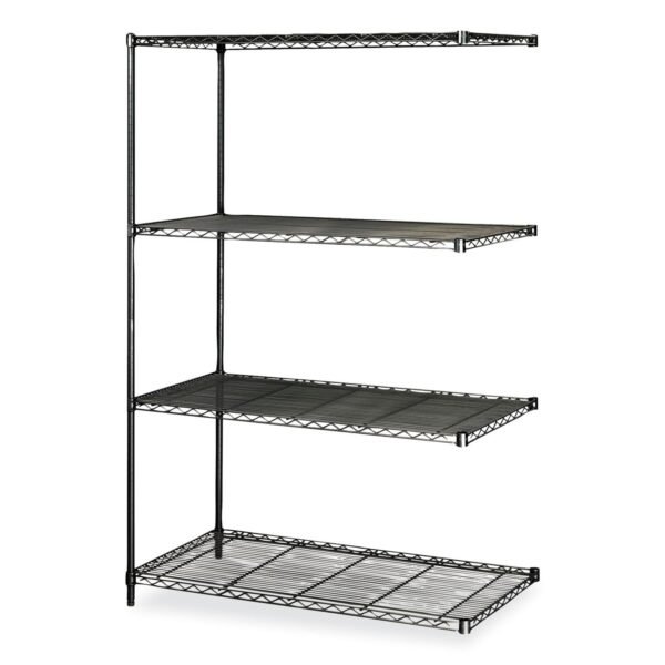 Safco Industrial Add-On Unit, Four-Shelf, 48w x 24d x 72h, Steel, Black (5295BL)