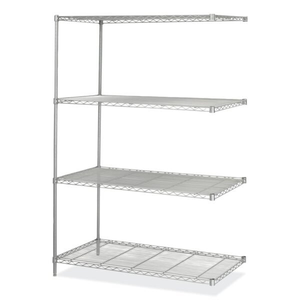Safco Industrial Add-On Unit, Four-Shelf, 48w x 24d x 72h, Steel, Metallic Gray (5295GR)