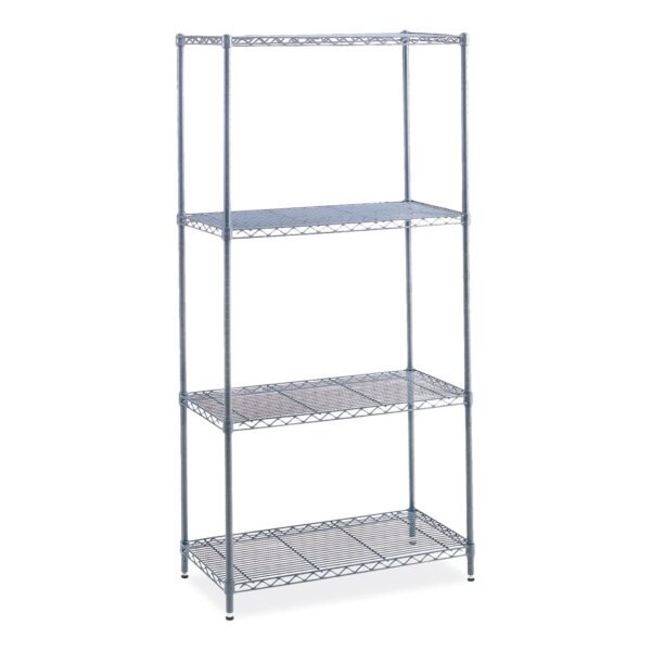 Safco Industrial Wire Shelving, Four-Shelf, 36w x 24d x 72h, Metallic Gray (5288GR)