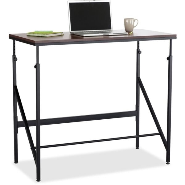 Safco Laminate Tabletop Standing-Height Desk Melamine Laminate Rectangle, Walnut Top - Powder Coated Base - Adjustable Height - 38" to 50" Adjustment x 48" Table Top Width x 24"...
