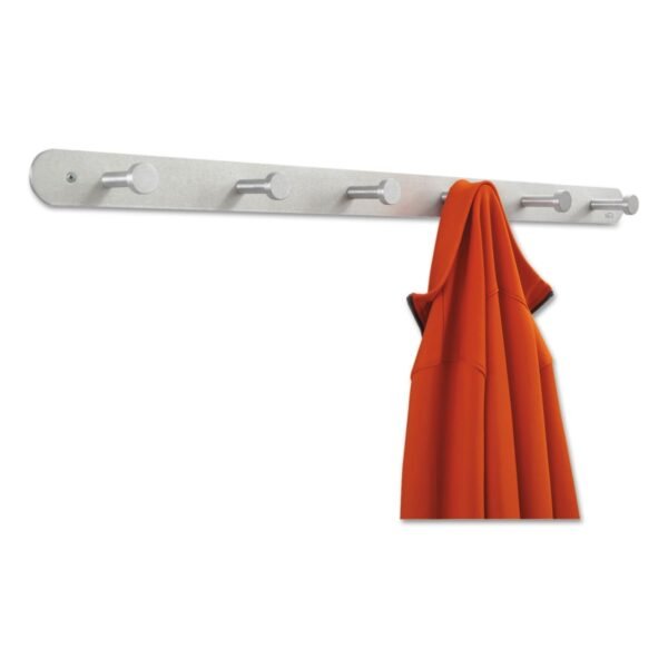 Safco Nail Head Wall Coat Rack, Six Hooks, Metal, 36w x 2.75d x 2h, Satin (4202)