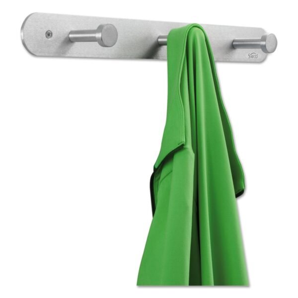 Safco Nail Head Wall Coat Rack, Three Hooks, Metal, 18w x 2.75d x 2h, Satin (4201)