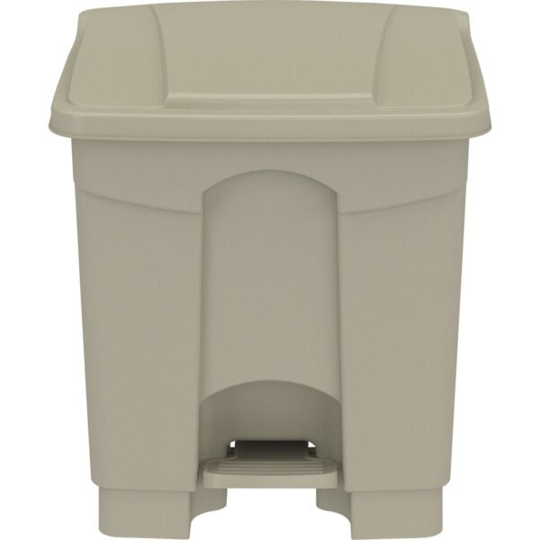 Safco Plastic Step-on Waste Receptacle 8 gal Capacity - Easy to Clean, Foot Pedal, Lightweight - 17.3" Height x 16" Width x 16" Depth - Plastic - Tan - 1 / Carton (9924TN)