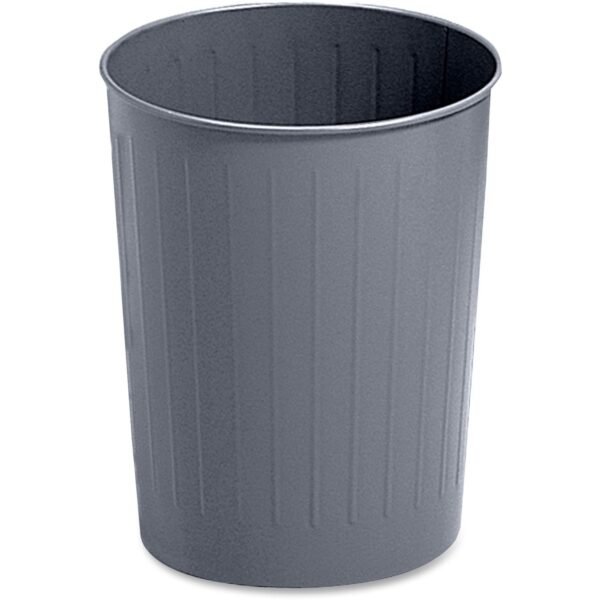 Safco Round Wastebasket, Steel, 23.5 qt, Charcoal 5.88 gal Capacity - Round - 14" Height x 13" Diameter - Steel - Charcoal - 1 Each (9604CH)