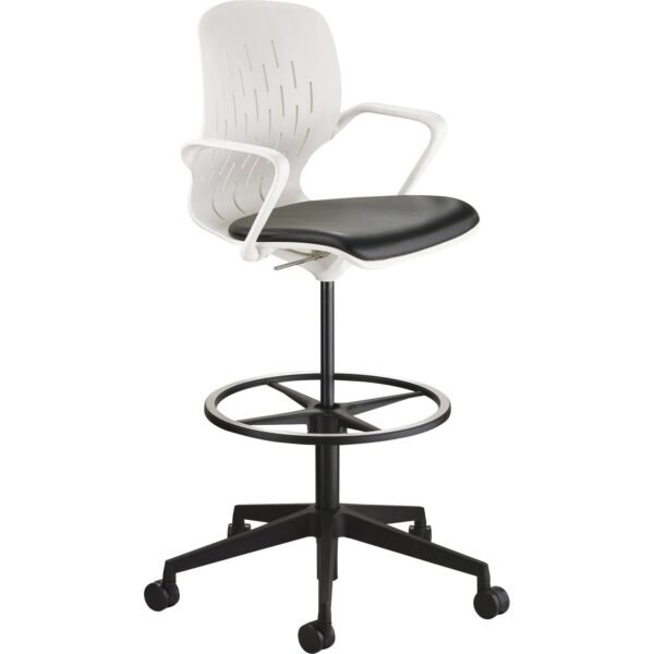 Safco Shell Extended-Height Chair Black Vinyl Seat Color - Plastic Seat Material - Black Back Color - Plastic Back Material - 5-star Base - 1 Each (7014BL)