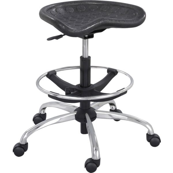 Safco Sitstar Height Adjustable Stool Polyurethane Seat Material - Metal Frame Material - 5-star Base - Black - 1 Each (6660BL)