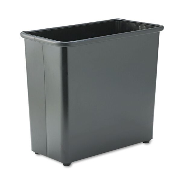 Safco Square and Rectangular Wastebasket, 27.5 qt, Steel, Black (9616BL)
