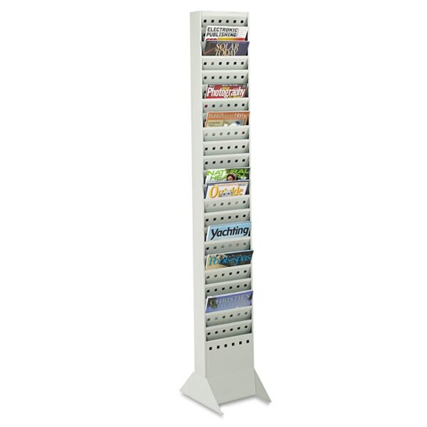 Safco Steel Magazine Rack, 23 Compartments, 10w x 4d x 65.5h, Gray (4322GR)