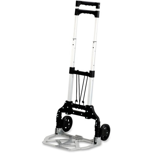 Safco Stow-Away Hand Truck Telescopic Handle - 110 lb Capacity - 4 Casters - 5" Caster Size - Aluminum - 16.25" Width x 25" Depth x 39.50" Height - Aluminum Frame - Silver,...
