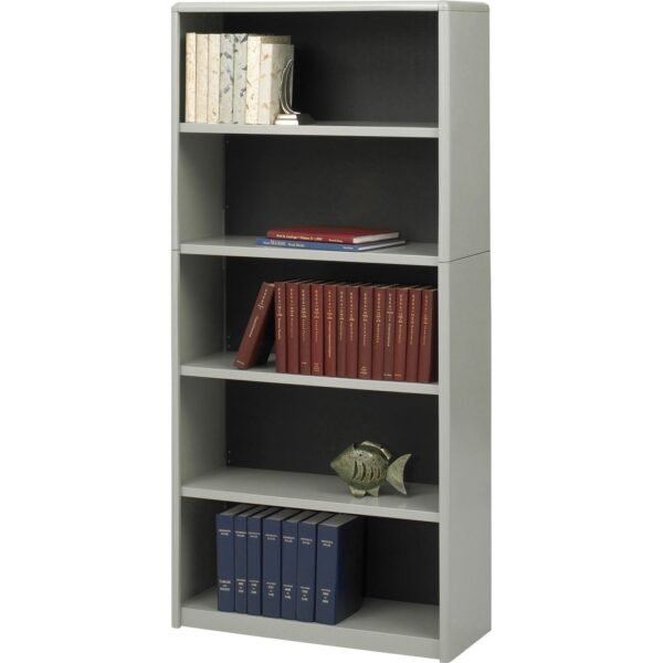 Safco Value Mate Bookcase 31.8" Width x 13.5" Depth x 67" Height - 5 x Shelf(ves) - Gray - Steel, Fiberboard, Plastic - Assembly Required (7173GR)