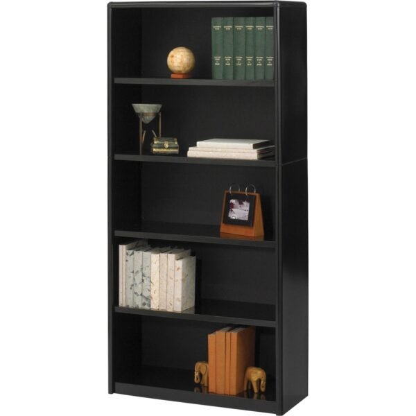 Safco Value Mate Bookcase 31.8" Width x 13.5" Depth x 80" Height - 6 x Shelf(ves) - Black - Steel, Fiberboard, Plastic - Assembly Required (7174BL)