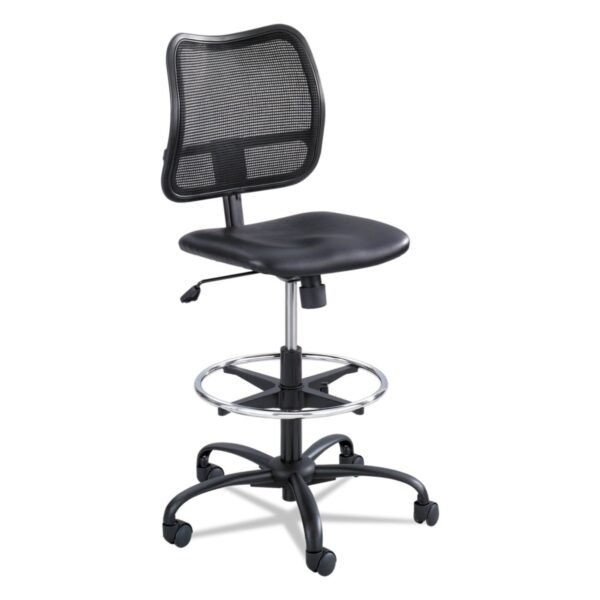 Safco Vue Series Mesh Extended-Height Chair, Supports Up to 250 lb, 23" to 33" Seat Height, Black Vinyl Seat, Black Base (3395BV)
