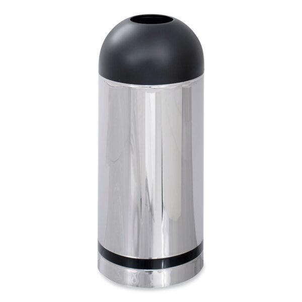 Safco Waste Receptacle, 15 gal, Steel, Stainless Steel/Black (9871)