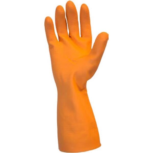 Safety Zone Orange Neoprene Latex Blend Flock Lined Latex Gloves 28 mil Thickness x 12" Glove Length - Chemical Protection - Medium Size - Orange - Fish Scale Grip, Flock-lined...