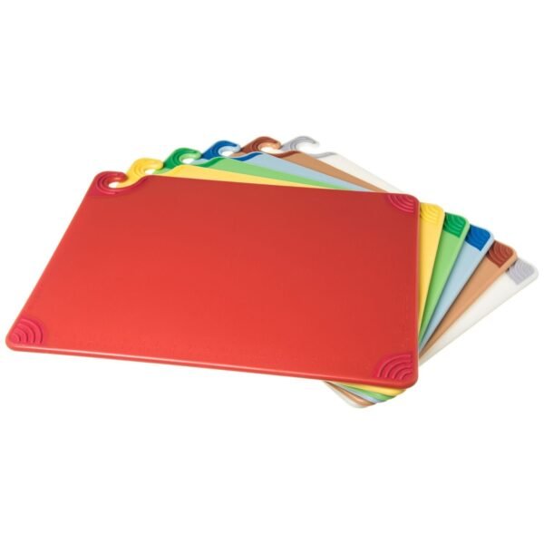 San Jamar Saf-T-Grip Cutting Board, Assorted Colors, 24 x 18 x 0.5, 6/Pack (CBG1824KC)