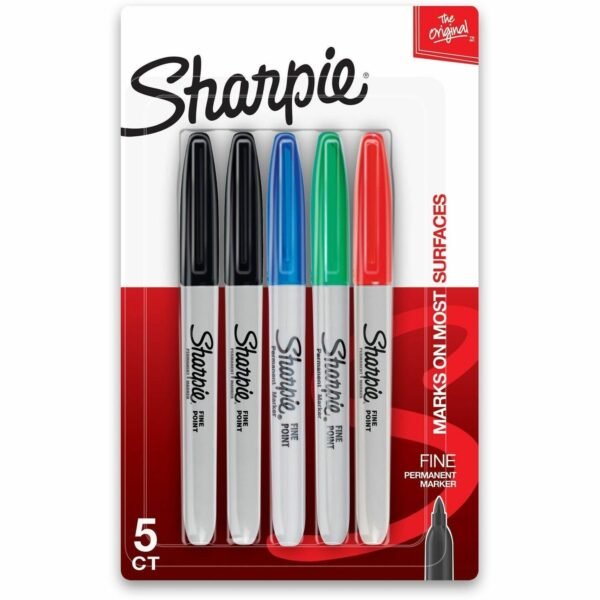 Sanford Fine Point Permanent Marker Fine Marker Point - Assorted Ink - 5 / Pack (30653PPA)