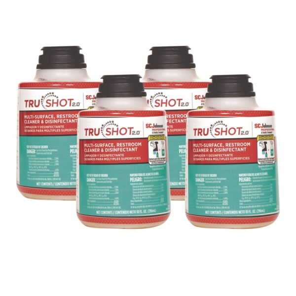 SC Johnson Professional TruShot 2.0 Disinfectant Multisurface Cleaner, Clean Fresh Scent,10 oz Cartridge, 4/Carton (315385)