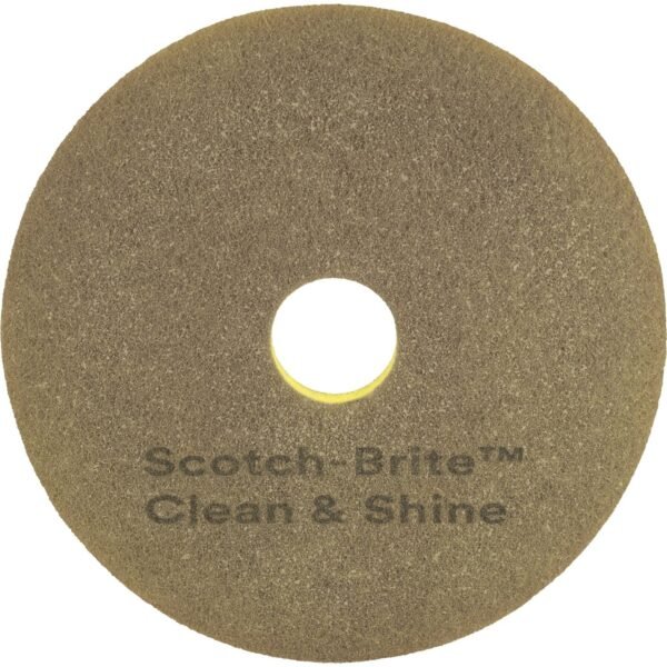 Scotch-Brite Clean & Shine Pad 5/Carton - Round x 12" Diameter x 1" Thickness - Cleaning, Polishing, Scrubbing - Vinyl Composition Tile (VCT), Luxury Vinyl Tile (LVT), Vinyl,...