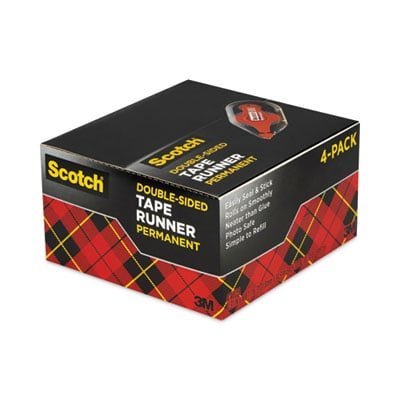 Scotch Tape Runner, 0.31" x 49 ft, Dries Clear, 4/Pack Clear - 4 / Pack (6055BNS)