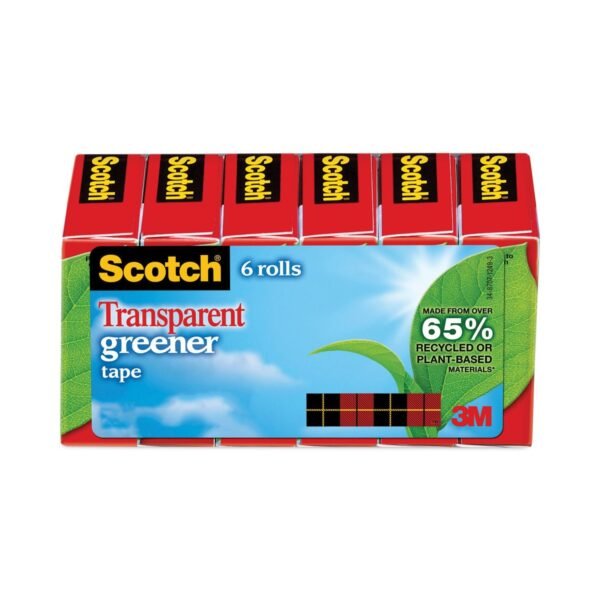 Scotch Transparent Greener Tape, 1" Core, 0.75" x 75 ft, Transparent, 6/Pack (6126P)