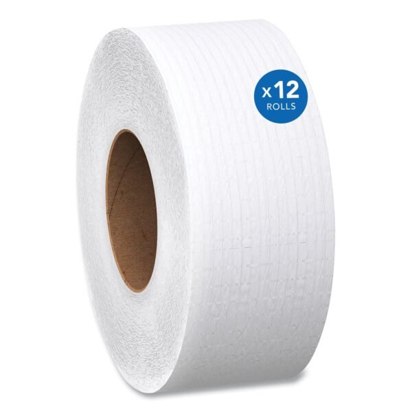 Scott Essential JRT Jumbo Roll Bathroom Tissue, Septic Safe, 2-Ply, White, 3.55" x 1,000 ft, 12 Rolls/Carton (07805)