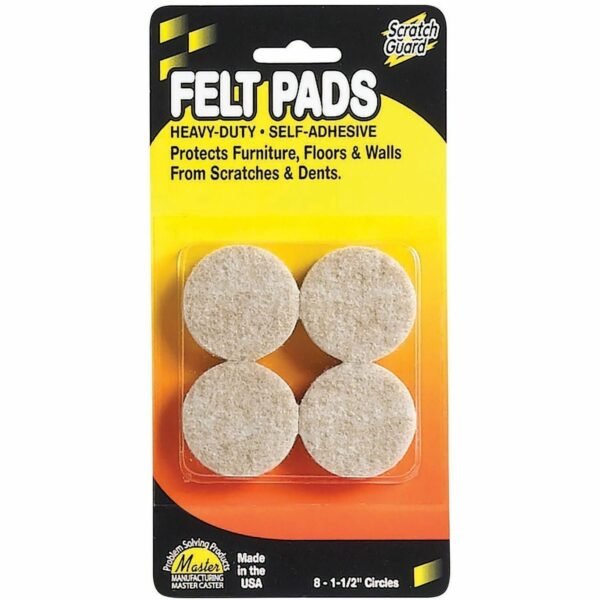 Scratch Guard Self-Adhesive Felt Circles Circle - Self-adhesive - Beige - Polyester Felt - 8/Pack (88497)