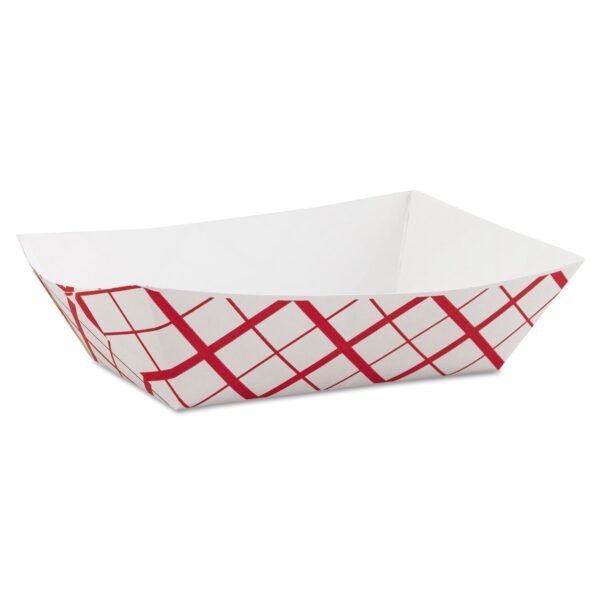 SCT Paper Food Baskets, 3 lb Capacity, 7.2 x 4.95 x 1.94, Red/White, Paper, 500/Carton (0425)