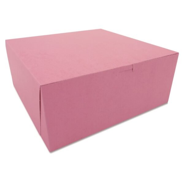 SCT Pink One-Piece Non-Window Bakery Box, 12 x 12 x 5, Pink, Paper, 100/Carton (0887)