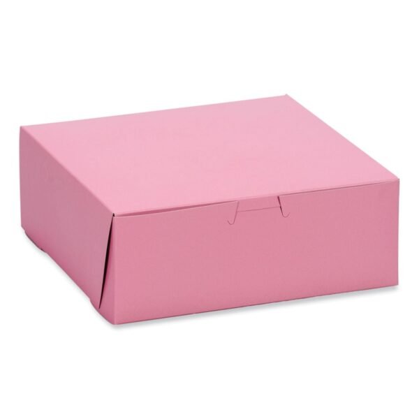 SCT Pink One-Piece Non-Window Bakery Box, 8 x 8 x 3, Pink, Paper, 250/Carton (0837)