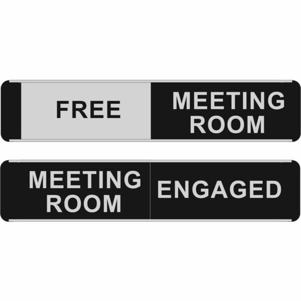 Seco Door Signs Print/Message "FREE MEETING ROOM" , "MEETING ROOM ENGAGED" - 10" Width x 2" Height - Door-mountable - Self-adhesive - Meeting, Room, Display - Aluminum,...