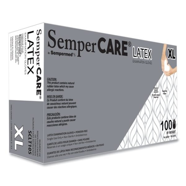 SemperCare Latex Gloves, Cream, X-Large, 100/Box, 10 Boxes/Carton (SCLT105)