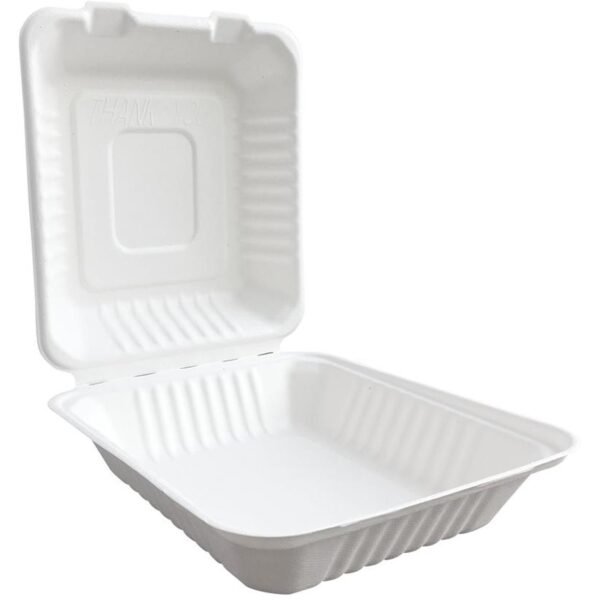SEPG BE-FC88 Hinged Container Food, Sandwich - Microwave Safe - Bagasse Body - 200 / Carton (851027)