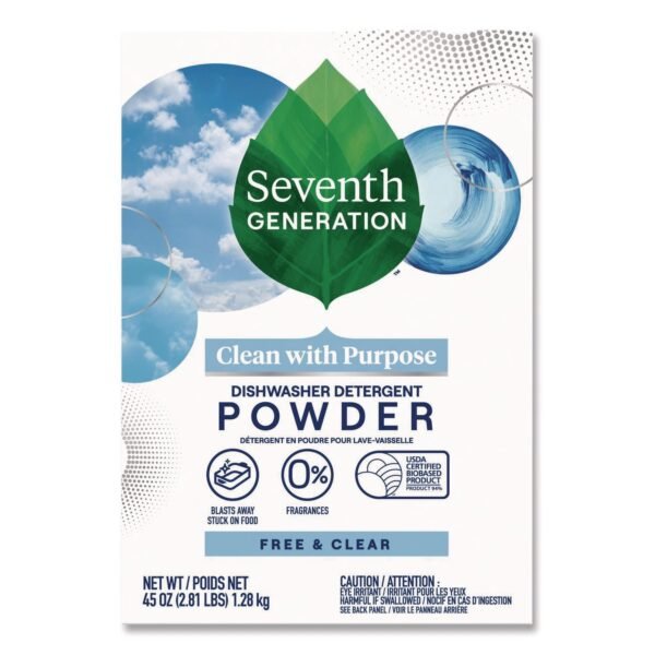 Seventh Generation Automatic Dishwasher Powder, Free and Clear, 45oz Box (22150)