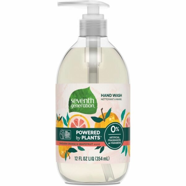 Seventh Generation Hand Wash Mandarin Orange and Grapefruit Scent - 12 fl oz - Pump Bottle Dispenser - Hand - Orange - Rich Lather, Triclosan-free, Non-toxic, Dye-free,...