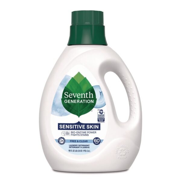 Seventh Generation Natural Liquid Laundry Detergent, Sensitive Skin Free and Clear, 90 oz Bottle, 4/Carton (68748039)