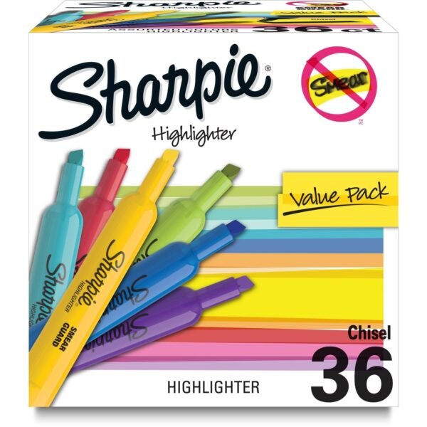Sharpie Accent Highlighter Chisel Marker Point - Assorted Pastel Ink - Dry - 36 / Box (2157487)