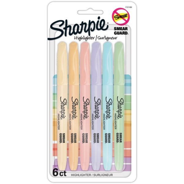 Sharpie Accent Highlighters w/Smear Guard Chisel Marker Point - Assorted Ink - 6 / Pack (2157486)