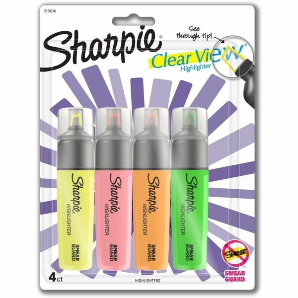 Sharpie Clear View Highlighter Pack Chisel Marker Point - Assorted Ink - 4 / Set (2128216)