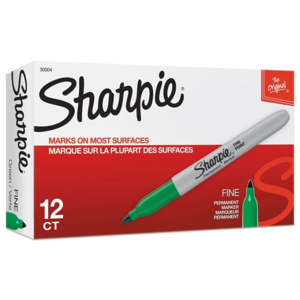 Sharpie Fine Bullet Tip Permanent Marker, Green, Dozen (30004)