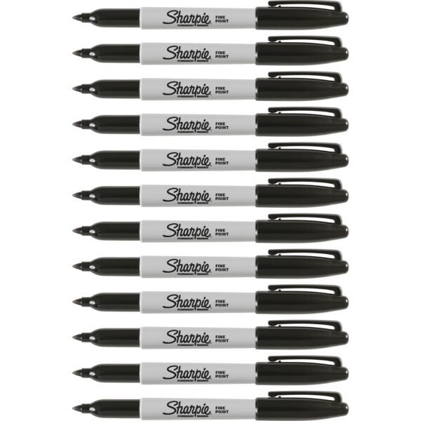 Sharpie Fine Point Permanent Ink Markers Fine Marker Point - Black Ink - Alcohol Based - 1 Dozen (30051DZ)