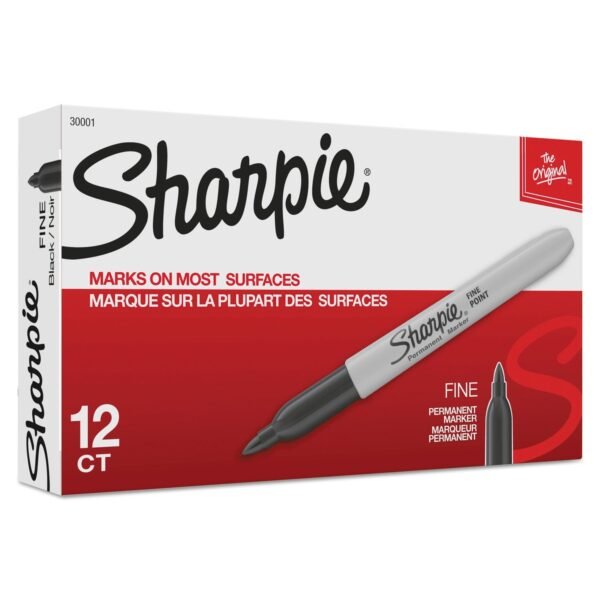 Sharpie Fine Tip Permanent Marker, Fine Bullet Tip, Black, Dozen (30001B)